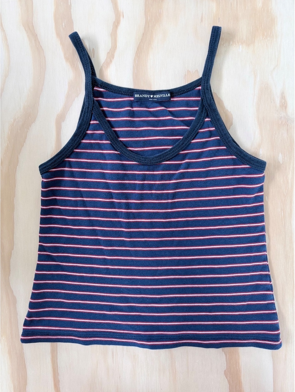 Brandy Melville Navy Red White Striped Cropped Tank Top One Size